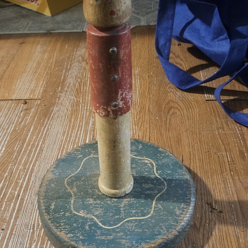 Antique Toy Soldier In Wooden Base